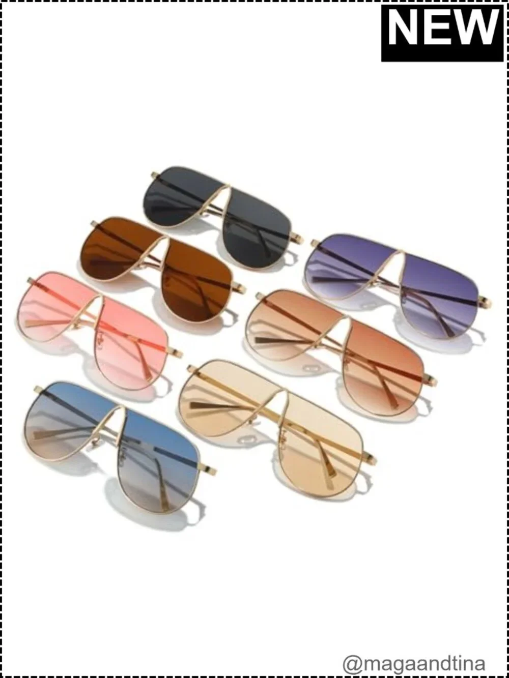 Oversized 70s Gold Metal Frame Aviator Sunglasses Unisex UV Protection